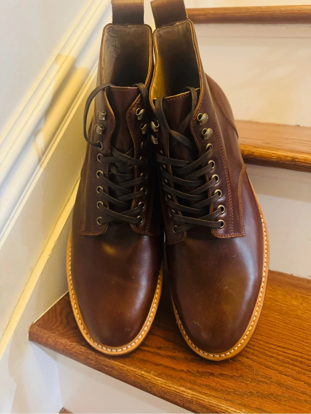 Men's Brown Leather Lace-Up Work Boots